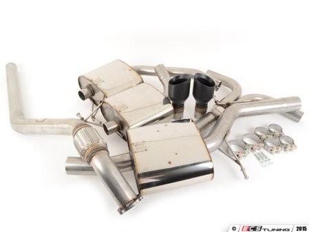 ES#2827552 - SSXAU435 - Cat-Back Exhaust System - Resonated - 2.76" stainless steel with dual GT100 black Cerakote tips - Milltek Sport - Audi