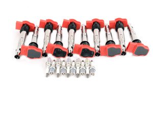 ES#5385829 - 06E905115EK2KT1 - Ignition Service Kit - Includes ten Genuine red coil packs and ten Genuine spark plugs - Genuine Volkswagen Audi - Audi