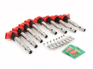 ES#2538965 - 06E905115E - Ignition Service Kit - Includes eight OE coils and eight Genuine spark plugs - Assembled By ECS - Audi