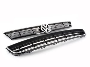 ES#2215326 - 5C6898001 - Chrome Grill Kit - Includes upper and lower chrome trimmed grilles - Genuine Volkswagen Audi - Volkswagen