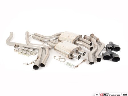 ES#2827528 - SSXAU411 - Cat-Back Exhaust System - Non-Resonated - 2.37" stainless steel with quad 100mm black Cerakote tips - Milltek Sport - Audi