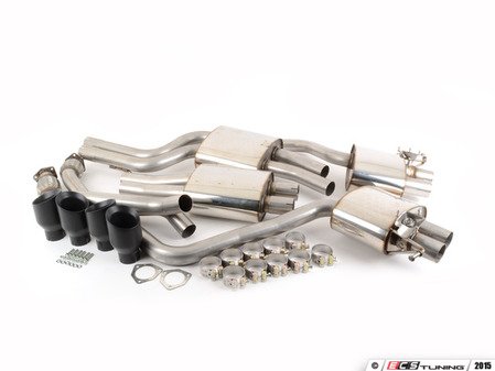 ES#2917895 - SSXAU505 - Cat-Back Exhaust System - Resonated - Valved - 2.37" stainless steel with quad 100mm black Cerakote tips - Milltek Sport - Audi