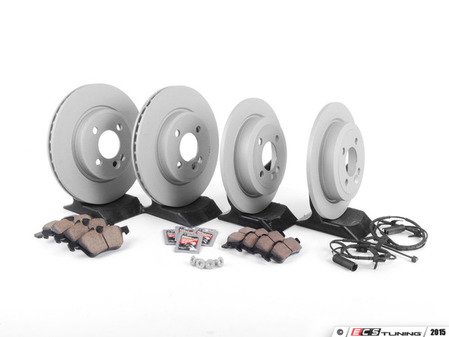 ES#2587597 - 34116774984KT11 - Front & Rear Brake Service Kit - Featuring Zimmerman rotors and ECS DD23 Daily Driver ceramic pads - Assembled By ECS - MINI