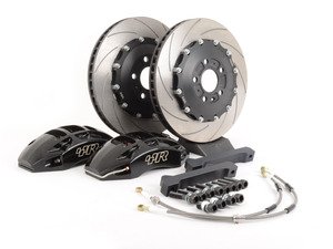ES#2840791 - VWR65G7BLA - VWR Monoblock Front Big Brake Kit - Stage 5 - 2 Piece Slotted Rotors (360x32) - (NO LONGER AVAILABLE) - Six-piston black calipers, caliper carrier, pads, slotted 2 piece rotors, stainless steel lines, and hardware. SS to ES3146724 - Racingline - 