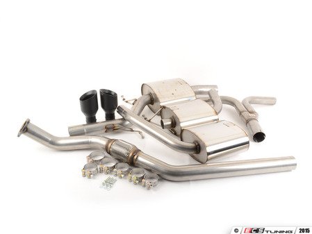 ES#2827553 - SSXAU436 - Cat-Back Exhaust System - Resonated - 2.76" stainless steel with dual GT100 black Cerakote tips - Milltek Sport - Audi