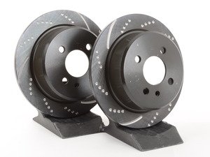 ES#521623 - GD135 - Rear Cross Drilled & Slotted Brake Rotors - Pair (258x10) - Upgrade to a slotted / dimpled rotor for improved braking - EBC - BMW