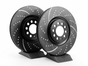 ES#522237 - GD930 - Front Dimpled & Slotted Brake Rotors - Pair (312x25) - Upgrade to a slotted / dimpled rotor for improved braking - EBC - Audi Volkswagen