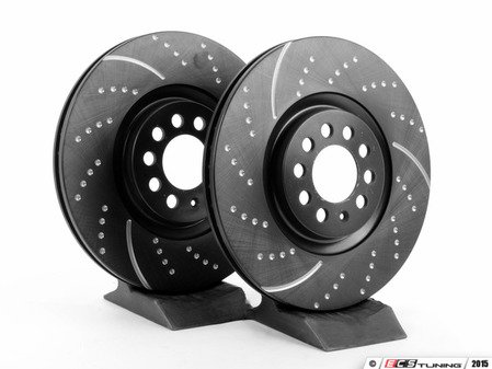 ES#522237 - GD930 - Front Dimpled & Slotted Brake Rotors - Pair (312x25) - Upgrade to a slotted / dimpled rotor for improved braking - EBC - Audi Volkswagen