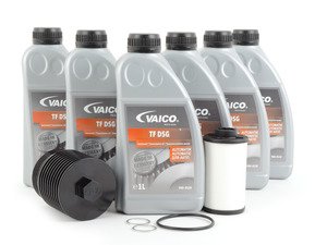 ES#2972874 - 02E398000AKT1 - DSG Transmission Service Kit - With Billet Aluminum Oil Filter Housing - Featuring CTS Turbo black, billet aluminum oil filter housing and Vaico fluid - Assembled By ECS - 