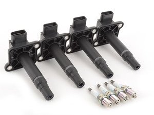 ES#2561328 - 06B905115E3KT -  Ignition Service Kit - Includes four Hamburg-Technic coil packs and four NGK platinum spark plugs - Assembled By ECS - Audi Volkswagen