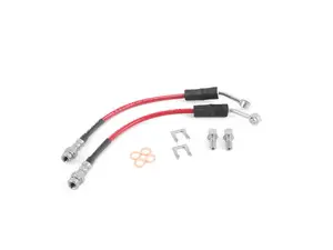 Rear Exact-Fit Stainless Steel Brake Lines - Red 