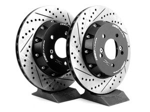 ES#2986326 - 011699ecsKT - 2-Piece Lightweight Rear Brake Rotors - Pair (328x20) - Direct bolt-on cross-drilled and slotted replacement - 2-piece semi-floating rotors offer reduced weight and additional cooling capacity versus OEM for improved braking, handling, and ride quality! - ECS - BMW