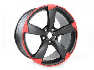ES#2600525 - 8J0601025DC - 19" 5-Spoke 'Rotor' Wheel - Priced Each - 19"x9" ET52 5x112 Gloss Black/Misano Red - Genuine Volkswagen Audi - Audi