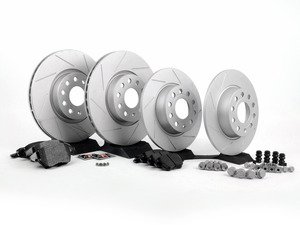 ES#2725397 - MKVPRFBRKHAPKT - Performance Front & Rear Brake Service Kit (312x25/272x10) - (NO LONGER AVAILABLE) - Featuring ECS GEOMET slotted rotors and Hawk HPS pads - Assembled By ECS - 