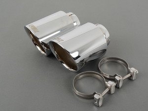 ES#2986536 - 003358ecs03a01KT - ECS UNIVERSAL Swivel Exhaust Tips - 4.0" Chrome - Pair - Stainless Steel exhaust tips featuring swivel attachments for maximum adjustability. 2.5" Swivel Inlet / 4.0" Double Wall, Slant Cut Outlet - ECS - Audi BMW Volkswagen Mercedes Benz MINI Porsche