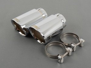 ES#2986534 - 006555ecs04a01KT - ECS UNIVERSAL Swivel Exhaust Tips - 3.5" Chrome - Pair - Stainless Steel exhaust tips featuring swivel attachments for maximum adjustability. 2.5" Swivel Inlet / 3.5" Double Wall, Slant Cut Outlet - ECS - Audi BMW Volkswagen Mercedes Benz MINI Porsche