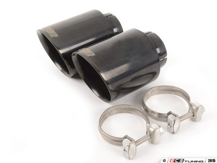 ES#2986537 - 003358ecs03a02KT - ECS UNIVERSAL Swivel Exhaust Tips - 4.0" Black Chrome - Pair - Stainless Steel exhaust tips featuring swivel attachments for maximum adjustability. 2.5" Swivel Inlet / 4.0" Double Wall, Slant Cut Outlet - ECS - Audi BMW Volkswagen Mercedes Benz MINI Porsche