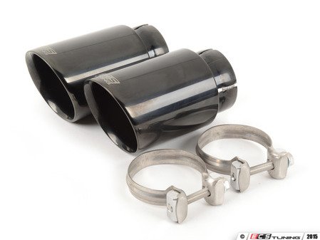ES#2986535 - 006555ecs04a02KT - ECS UNIVERSAL Swivel Exhaust Tips - 3.5" Black Chrome - Pair - Stainless Steel exhaust tips featuring swivel attachments for maximum adjustability. 2.5" Swivel Inlet / 3.5" Double Wall, Slant Cut Outlet - ECS - Audi BMW Volkswagen Mercedes Benz MINI Porsche