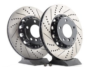 ES#2739176 - 003295ECS01KT - 2-Piece Lightweight Front Brake Rotors - Pair (325x25) - Direct bolt-on cross-drilled and slotted replacement offering a 4lbs weight savings per rotor! Better handling, better acceleration, and better braking! - ECS - BMW