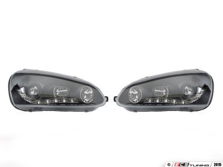 ES#2102249 - 82346 - LED Smoked Projector Headlight Set - (NO LONGER AVAILABLE) - With integrated Audi S6 style LED light bar - JOM - 