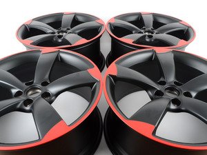 ES#2960680 - 8j0601025dcKT - 19" 5-Spoke 'Rotor' Wheels - Set Of Four - 19"x9" ET52 5x112 Gloss Black/Misano Red - Genuine Volkswagen Audi - Audi