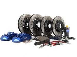 ES#2975728 - 004038ecs04KT - Front 6-Piston Big Brake Kit & Rear Brake Upgrade - Upgrade to blue 6-piston F10 M5 calipers, ECS 2-piece rotors in the front, ECS 2-piece rotors in the rear and stainless steel brake lines all around! Includes fluid and all hardware. - ECS - BMW