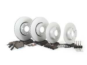 ES#2972469 - 8e069800510KT - Front & Rear Brake Service Kit (282x25/245x10) - Featuring Zimmermann rotors and ECS DD23 ceramic pads. - Assembled By ECS - Volkswagen