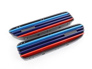 ES#2826980 - BM32-M301///-BK - Fender Blackout Grille Set - Gloss Black Tri-Color - (NO LONGER AVAILABLE) - Add style and individuality to your E46 M3 in minutes - ECS - 