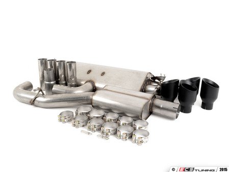 ES#2827590 - SSXAU475 - Cat-Back Exhaust System - Resonated - Valved - 3" stainless steel with quad 100mm black Cerakote tips - Milltek Sport - Audi