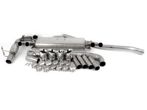 ES#2918043 - SSXAU381KT1 - Turboback Exhaust System - Non-Resonated - Valved - 3" Large bore downpipe with Hi-Flow Sports cat and 3" stainless steel cat-back with quad 100mm polished tips - Milltek Sport - Audi
