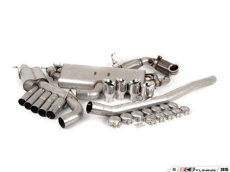 ES#2918046 - SSXAU381KT4 - Turboback Exhaust System - Resonated - Valved - 3" Large bore downpipe with Hi-Flow Sports cat and 3" stainless steel cat-back with quad 100mm polished tips - Milltek Sport - Audi