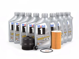 ES#2992142 - 99610722553KT17 - Genuine Oil Service Kit (5w-40) - With ECS Magnetic Drain Plug and Billet Oil Filter Cap - Includes Genuine filter and Genuine Mobil 1 A40 Spec Oil - Assembled By ECS - Porsche
