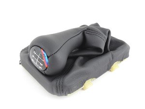 ES#46728 - 25111221823 - Shift Knob with Shift Boot - Black - Featuring tri-color ///M stripes - Genuine BMW - BMW