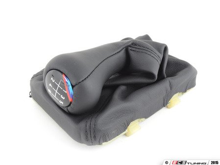 ES#46728 - 25111221823 - Shift Knob with Shift Boot - Black - Featuring tri-color ///M stripes - Genuine BMW - BMW