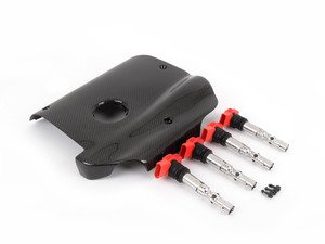 ES#2992487 - CF02V04KTKT3 - Carbon Fiber Engine Cover Kit - (NO LONGER AVAILABLE) - Includes ECS Carbon Fiber Engine Cover, Hardware, and Red Coil Packs for enhanced underhood styling! - Assembled By ECS - 