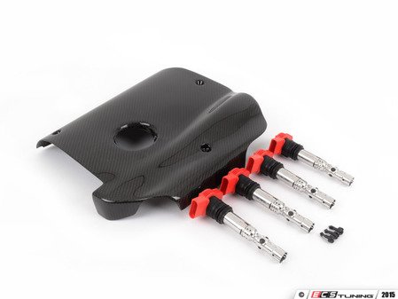 ES#2992487 - CF02V04KTKT3 - Carbon Fiber Engine Cover Kit - (NO LONGER AVAILABLE) - Includes ECS Carbon Fiber Engine Cover, Hardware, and Red Coil Packs for enhanced underhood styling! - Assembled By ECS - 