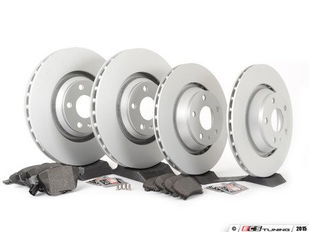 ES#2836933 - 8J0615301GKT4 - Front & Rear Brake Service Kit - Featuring ECS V5 plain rotors and ECS DD23 Daily Driver ceramic pads - Assembled By ECS - Audi