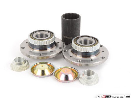 ES#2993016 - 31222229501KT - Front Wheel Hub/Bearing Assembly kit - Includes left and right bearing, nuts, dust caps and Schwaben 46mm socket for ease of installation - Assembled By ECS - BMW