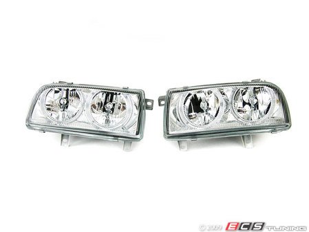 ES#9598 - FKFSVW311 - Headlight Kit - Clear/Chrome - (NO LONGER AVAILABLE) - Euro headlight kit with angel eyes for your Mk3 Jetta - FK - 