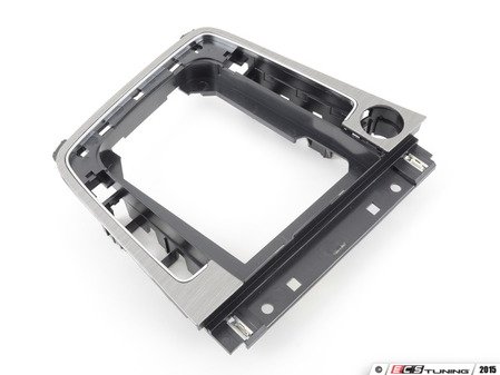 ES#3485577 - 5GM864263CDQH - Center console shifter trim - Satin black/brushed - This piece holds the start/stop button and shift boot assembly - Genuine Volkswagen Audi - Volkswagen