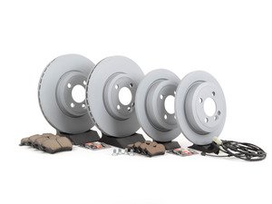 ES#2598704 - 34116858652KT15 - Front & Rear Brake Service Kit - Featuring Zimmerman rotors and ECS DD23 Daily Driver ceramic pads - Assembled By ECS - MINI