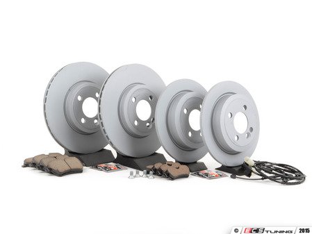 ES#2598704 - 34116858652KT15 - Front & Rear Brake Service Kit - Featuring Zimmerman rotors and ECS DD23 Daily Driver ceramic pads - Assembled By ECS - MINI