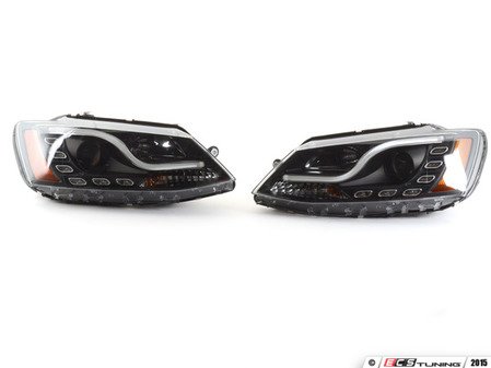 ES#2862431 - PR0YDVJ11LTDRLBK - Projector Headlight Set - Black - Features LED light tubes and pods as DRLs - Spyder - Volkswagen
