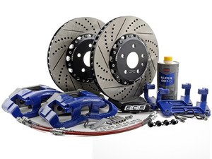 ES#2972926 - 011149ECS01-01KT -  Front Big Brake Kit - ECS 2-Piece Cross-Drilled & Slotted Rotors (345x30)  - (NO LONGER AVAILABLE) - BLUE Calipers -- Upgrade your stopping power with R model front brakes! - Assembled By ECS - 