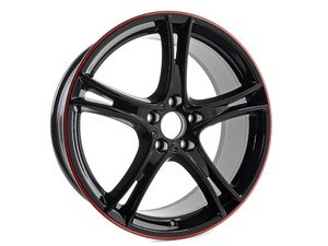 ES#2569575 - 36116854611KT - 20" Double Spoke Style 361 Wheels - Staggered Set Of Four - 20x8 ET36 72.6 CB, with black finish and red pinstripe / 20x8.5 ET47 72.6 CB, with black finish and red pinstripe - Genuine BMW - BMW