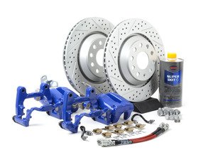 ES#2996599 - 011277ECS01-02KT - Rear Big Brake Kit - ECS GEOMET Cross-Drilled & Slotted Rotors (310x22)  - (NO LONGER AVAILABLE) - Blue Calipers -- Upgrade your stopping power to the MK5 R32 Rear Big Brake Kit - Assembled By ECS - 