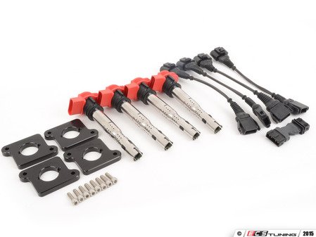 ES#2872992 - 034-107-7008bKT - Coil Conversion & ICM Delete Kit With Red 2.0T Coils - Anodized Black - (NO LONGER AVAILABLE) - Convert to 2.0T coilpacks and ditch the ICM - Assembled By ECS - 