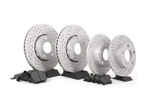 ES#2561712 - 4A0301DXSGMTKT3 - Performance Front & Rear Brake Service Kit - (NO LONGER AVAILABLE) - Featuring ECS GEOMET Drilled & Slotted rotors and Hawk HPS pads - Assembled By ECS - 