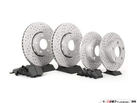 ES#2561712 - 4A0301DXSGMTKT3 - Performance Front & Rear Brake Service Kit - (NO LONGER AVAILABLE) - Featuring ECS GEOMET Drilled & Slotted rotors and Hawk HPS pads - Assembled By ECS - 
