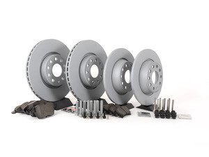 ES#2996274 - 1K0615301AAKT95 - Front & Rear Brake Service Kit (312x25/282x12) - Featuring Zimmermann rotors and ECS DD23 "Daily Driver" ceramic pads. - Assembled By ECS - Volkswagen